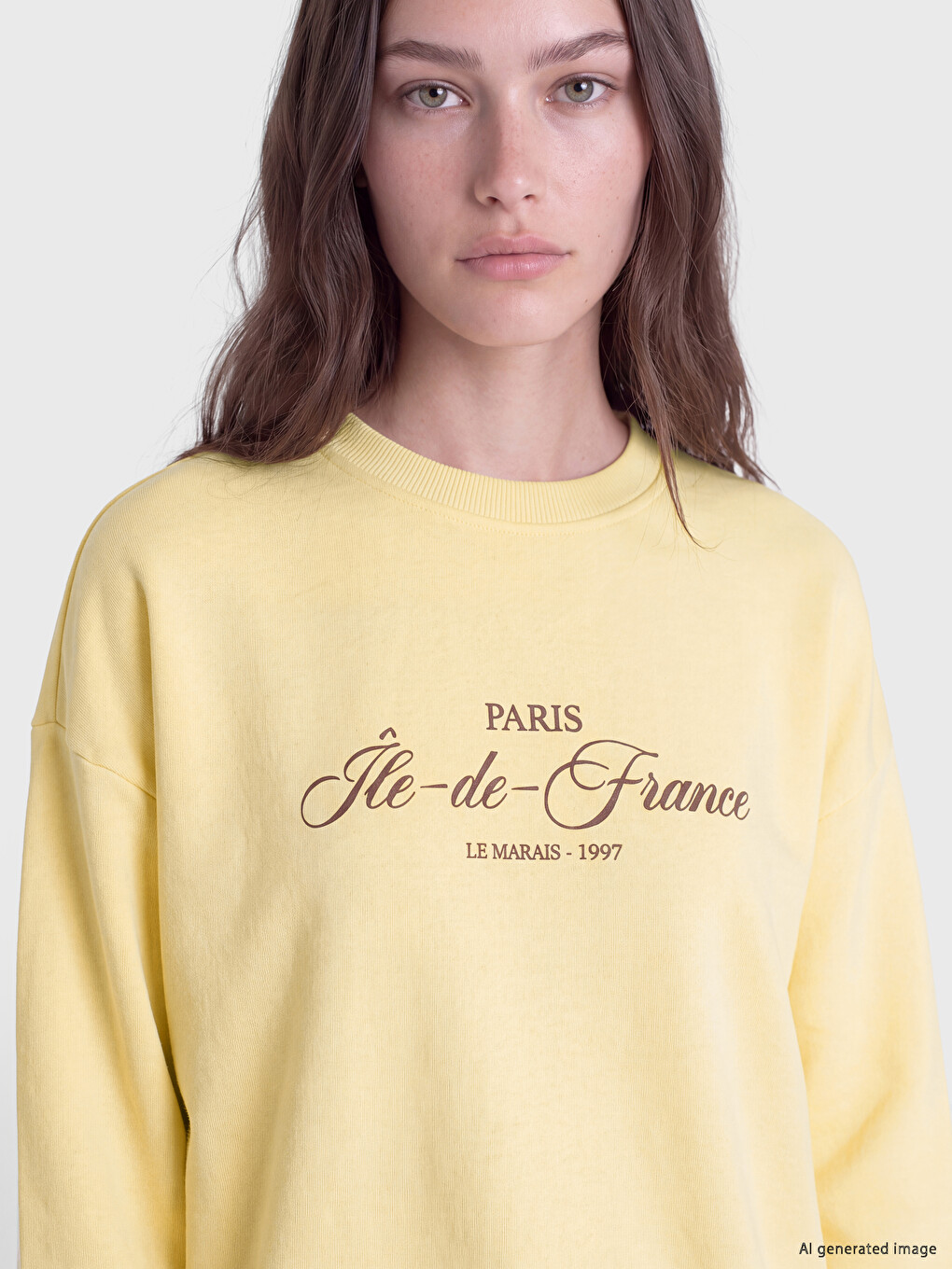 Sarı Bisiklet Yaka Kadın Sweatshirt Tunik-2