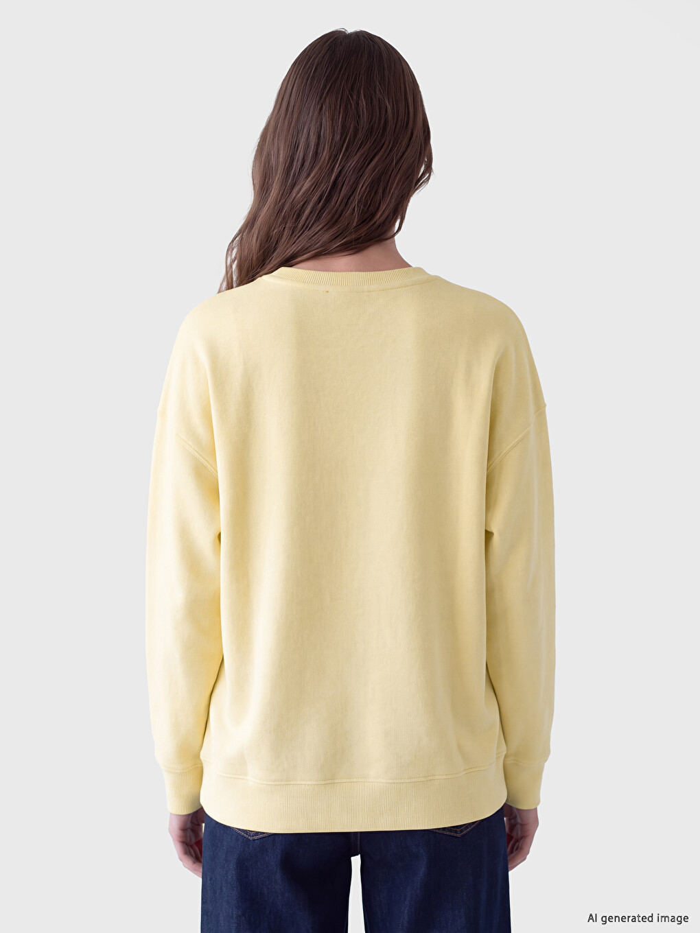 Sarı Bisiklet Yaka Kadın Sweatshirt Tunik-3