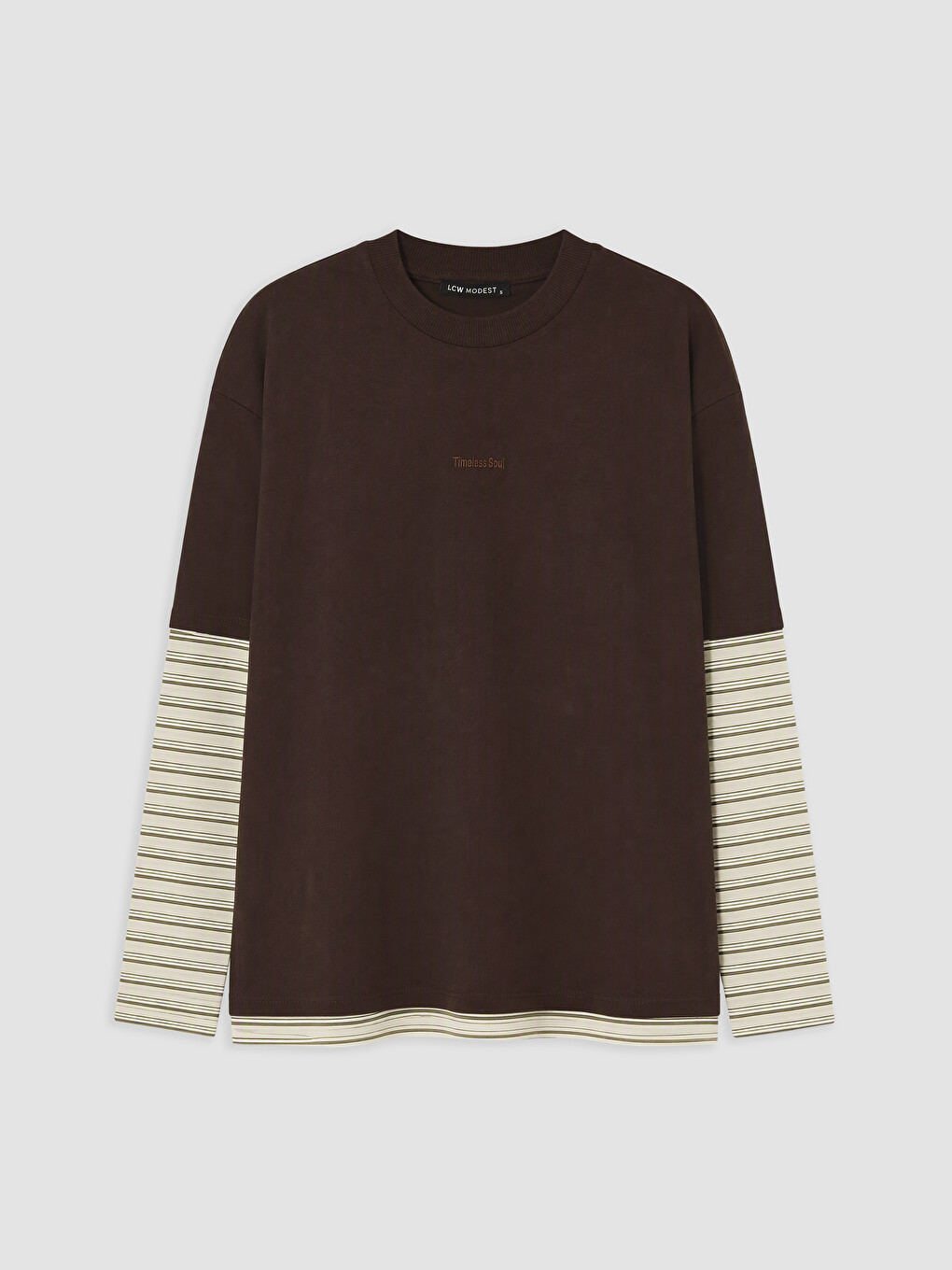 Kahverengi Dik Yaka Kadın Sweatshirt Tunik