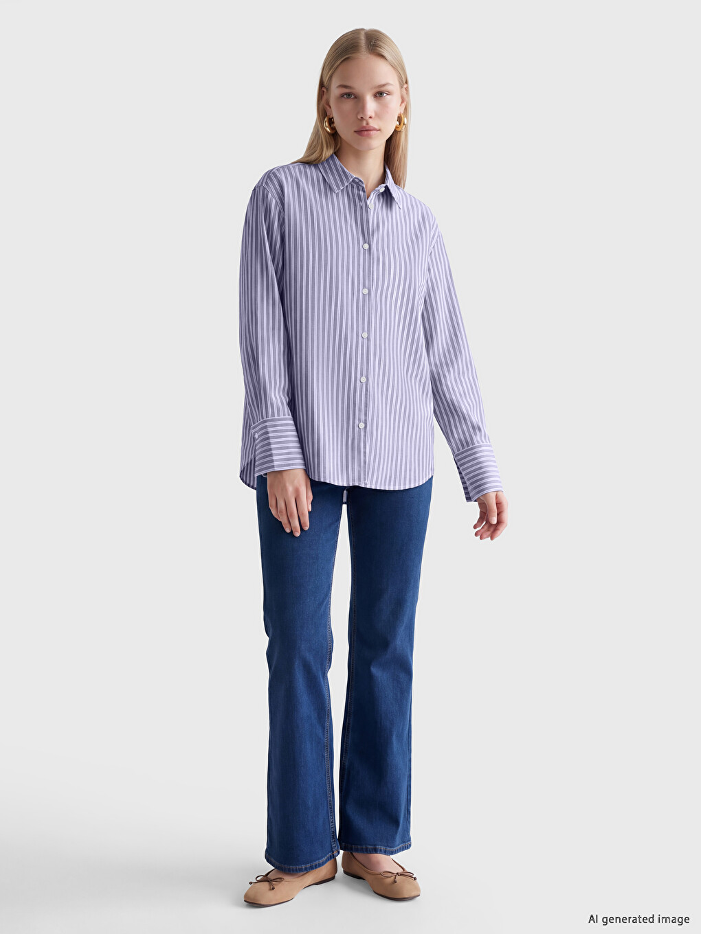 Striped Oxford Oversize Women's Shirt-1