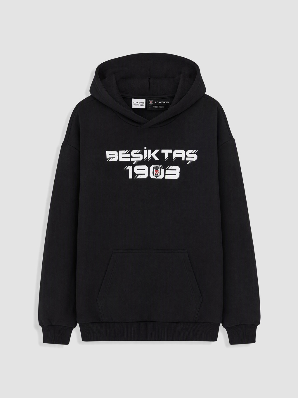 Siyah Kapüşonlu Beşiktaş Çocuk Kalın Sweatshirt