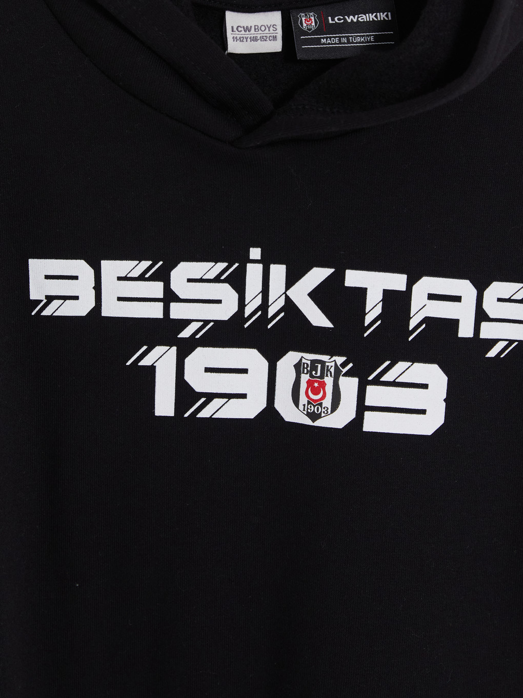 Siyah Kapüşonlu Beşiktaş Çocuk Kalın Sweatshirt-2