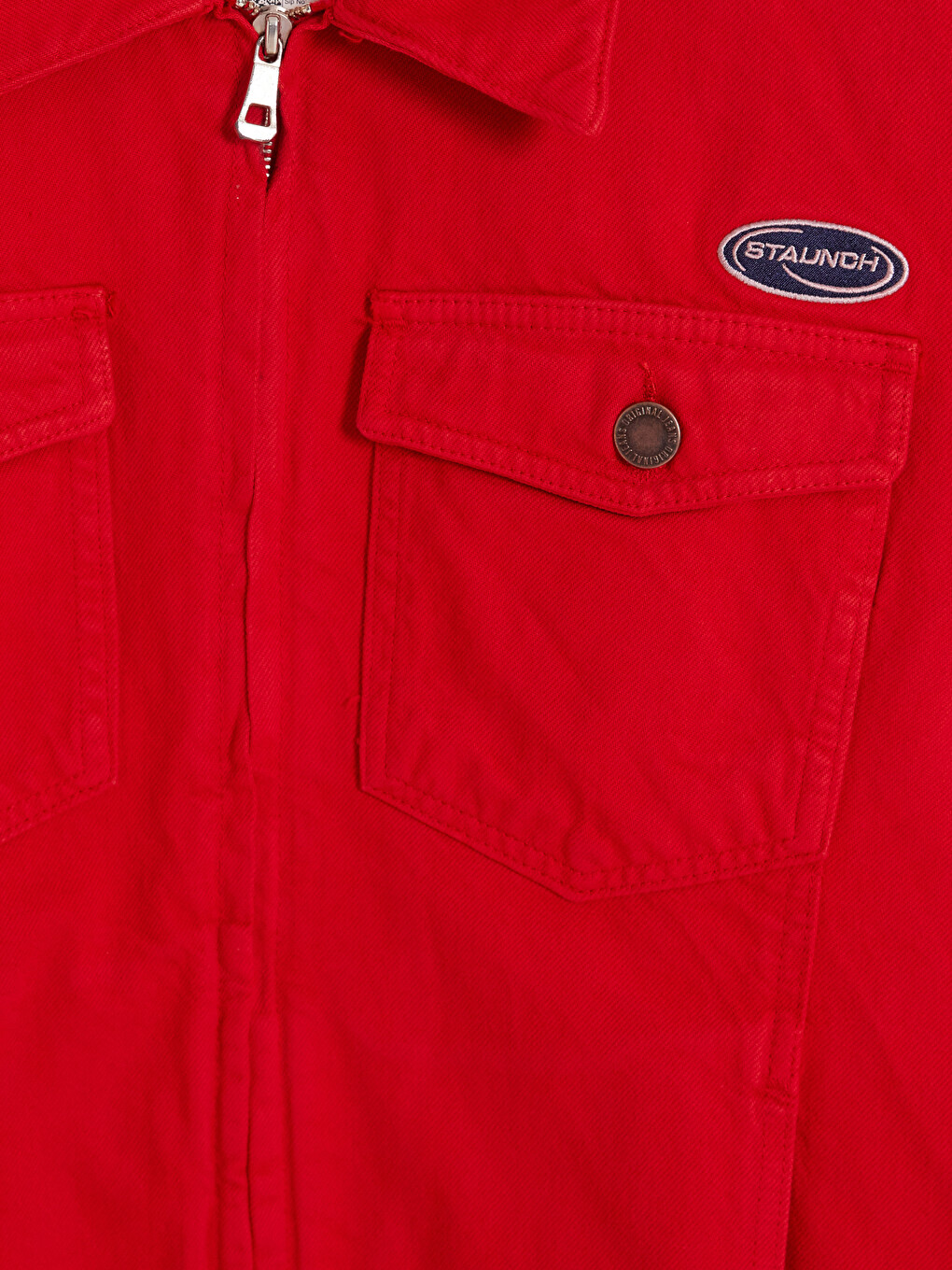Kırmızı Relax Fit Erkek Jean Ceket-6