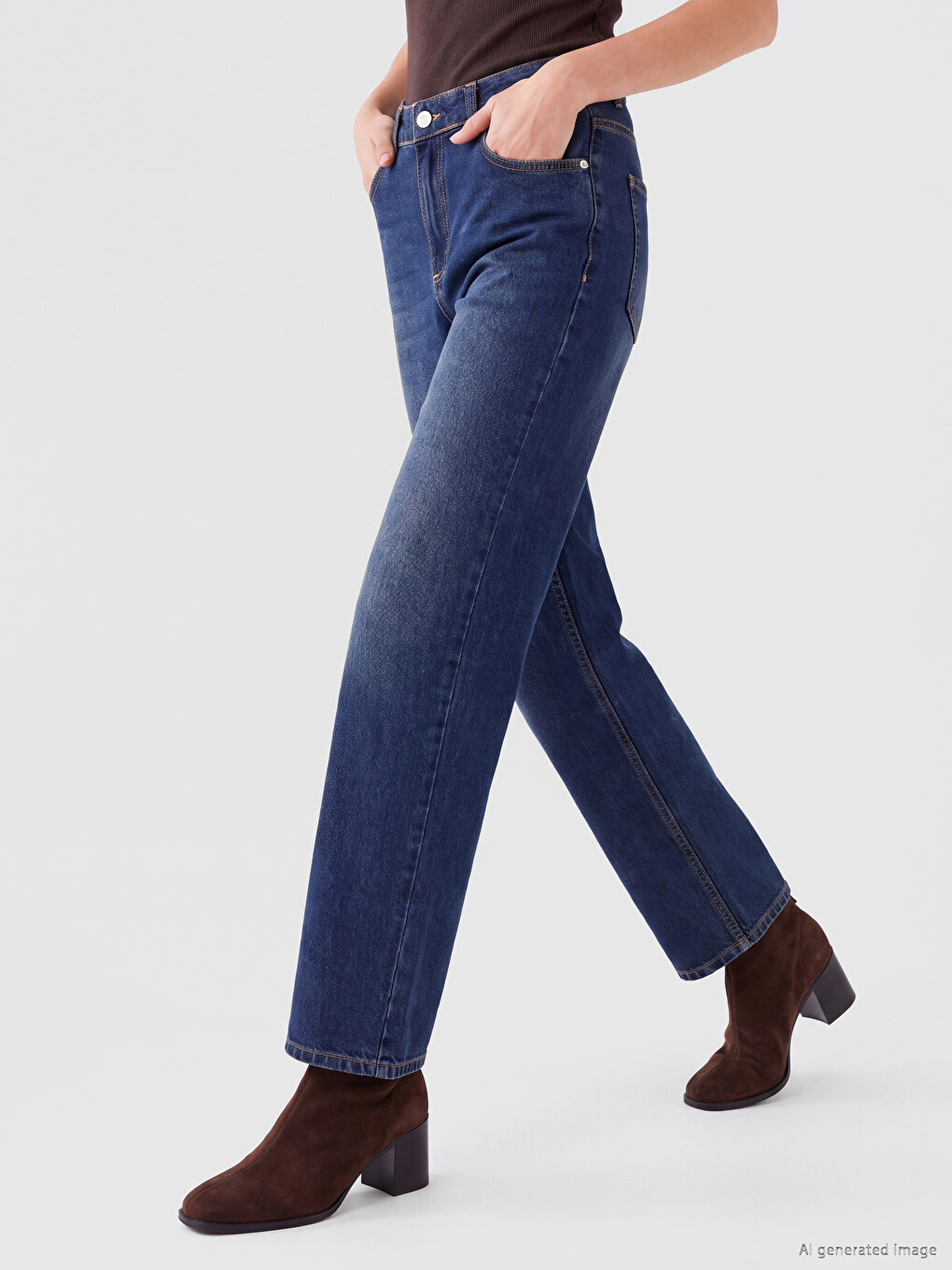 İndigo Wideleg Kadın Jean Pantolon-1