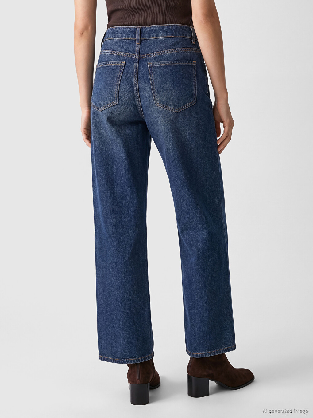 İndigo Wideleg Kadın Jean Pantolon-3