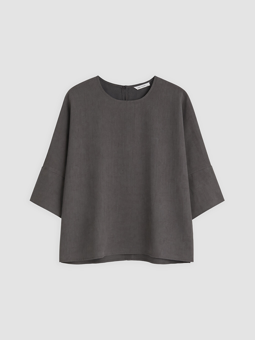 Antrasit Bisiklet Yaka Oversize Bluz