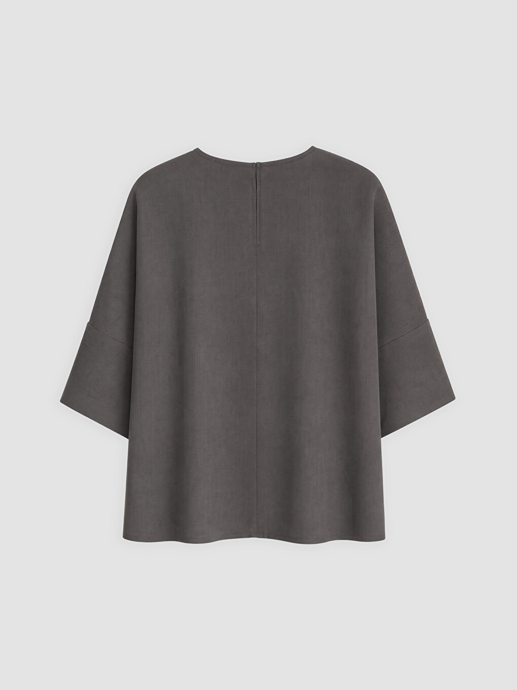 Antrasit Bisiklet Yaka Oversize Bluz-1