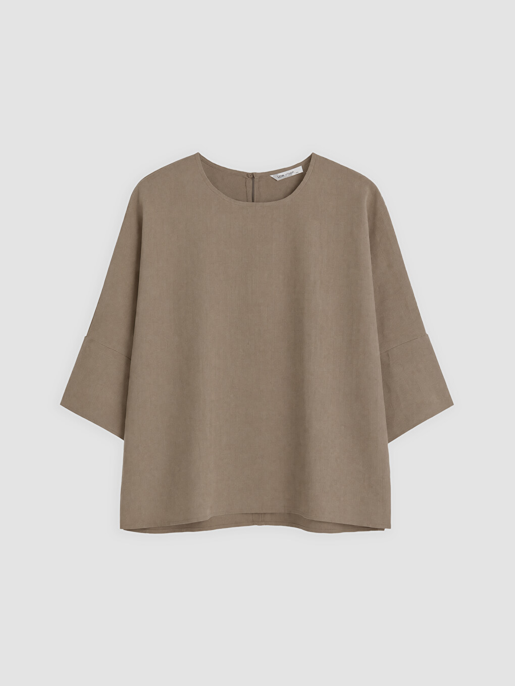 Kahverengi Bisiklet Yaka Oversize Bluz