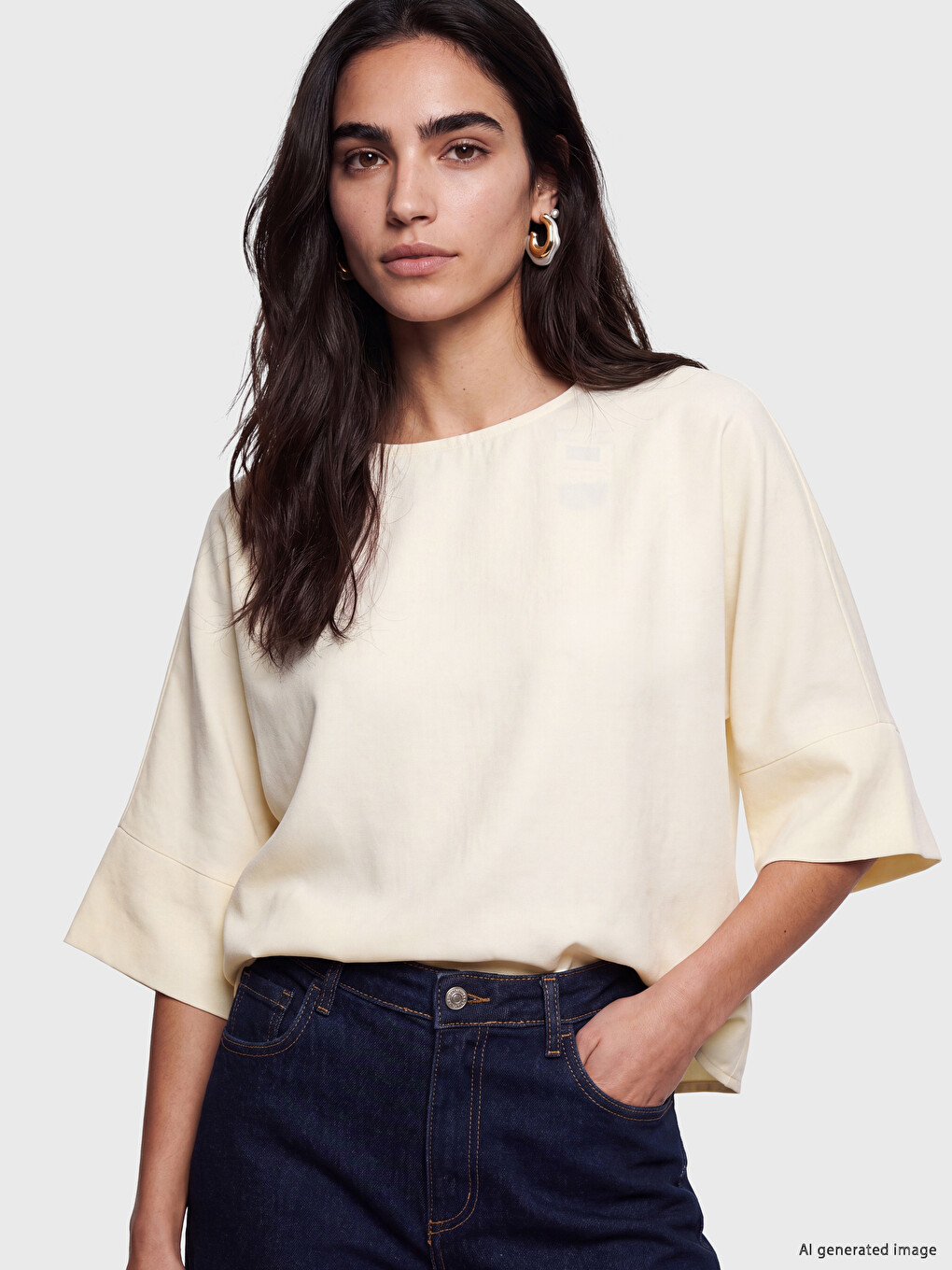 Crew Neck Oversize Blouse