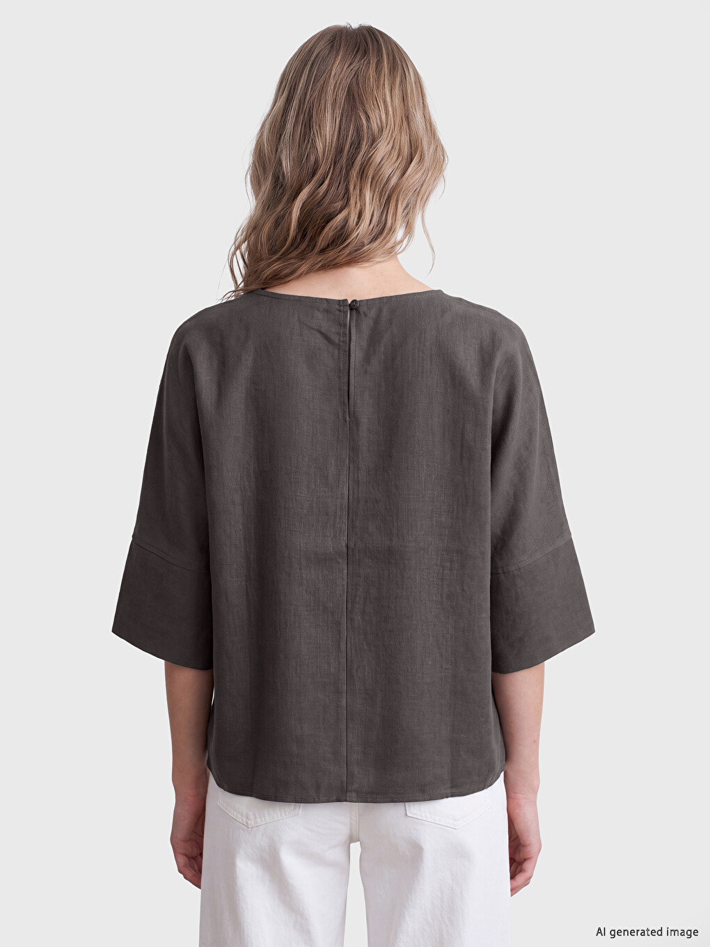 Antrasit Bisiklet Yaka Oversize Bluz-3
