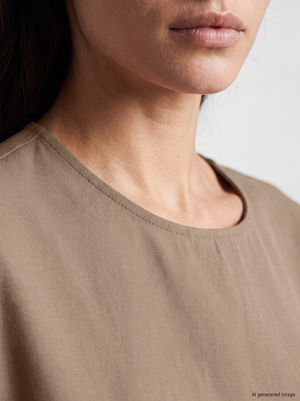 Kahverengi Bisiklet Yaka Oversize Bluz-2