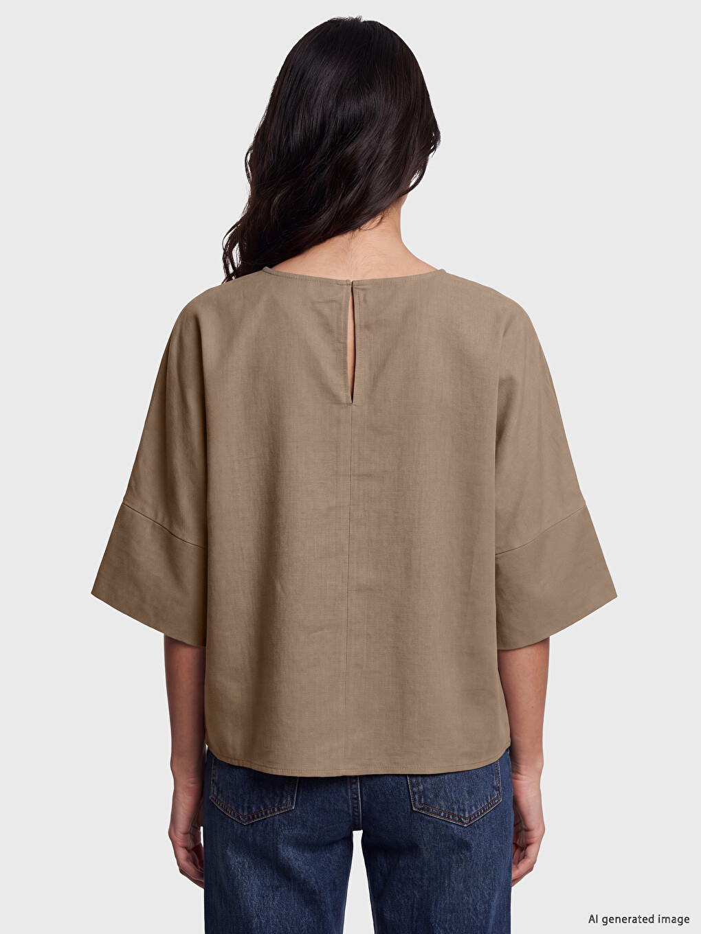 Kahverengi Bisiklet Yaka Oversize Bluz-3