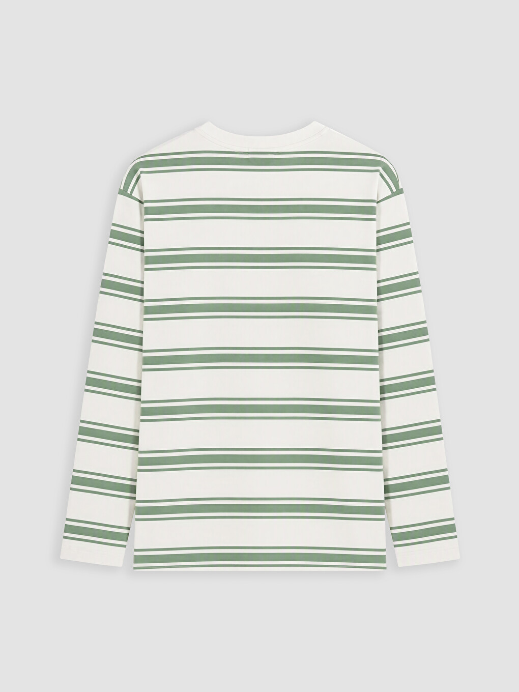 Yeşil Bisiklet Yaka Çizgili Kadın Sweatshirt-2