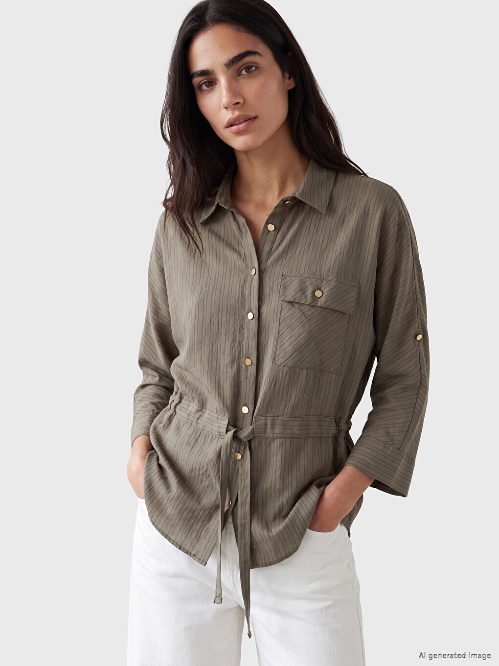 Striped Modal Blended Women's Shirt