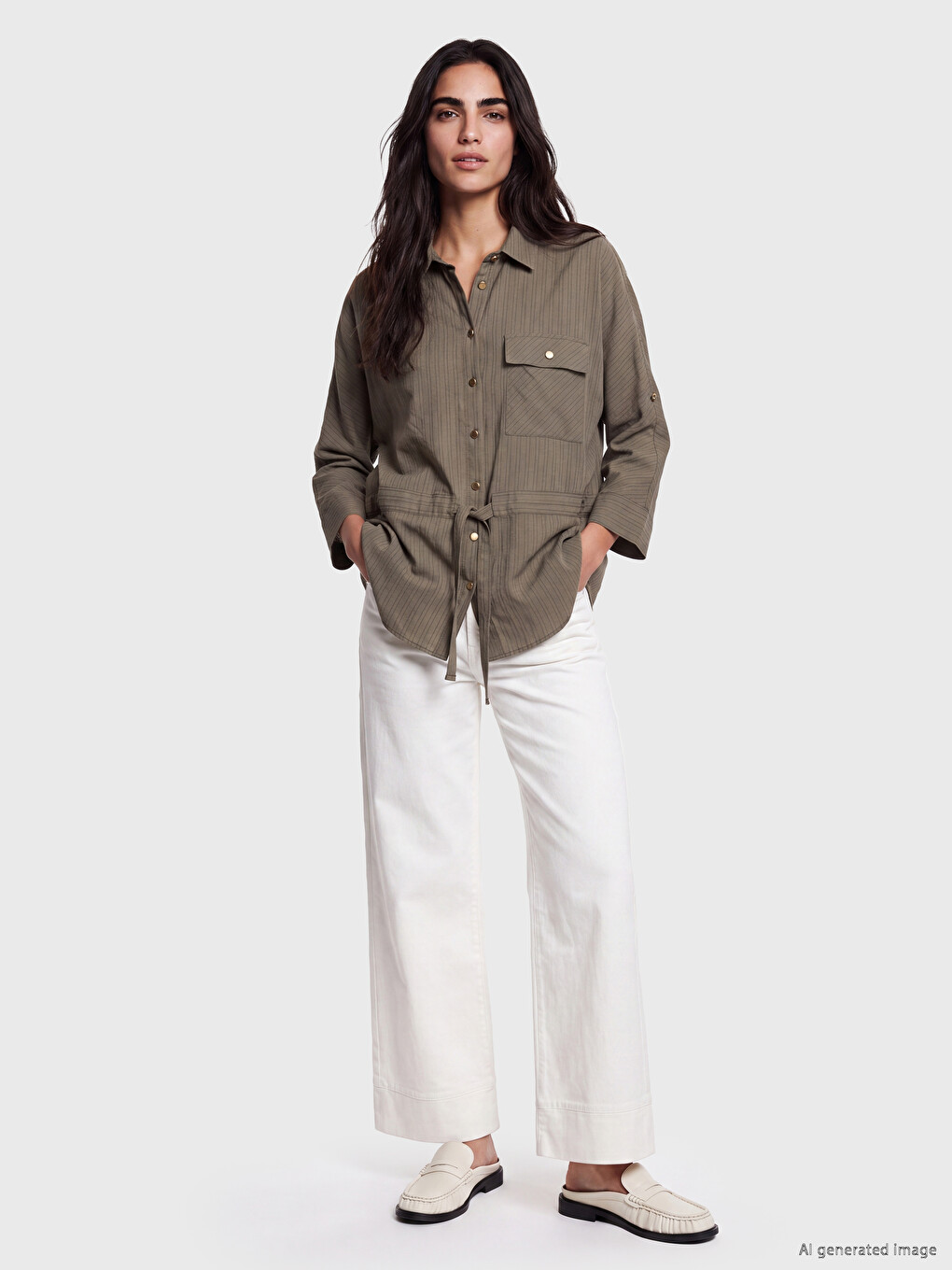 Striped Modal Blended Women's Shirt-1