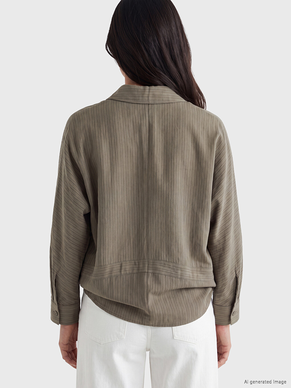 Striped Modal Blended Women's Shirt-3
