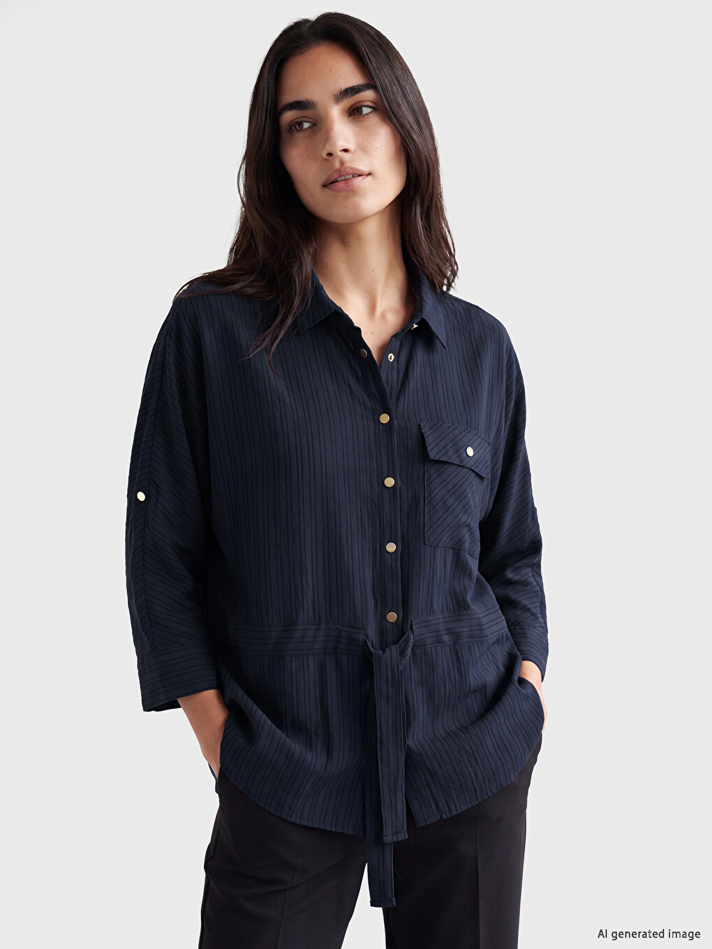 Striped Modal Blended Women's Shirt