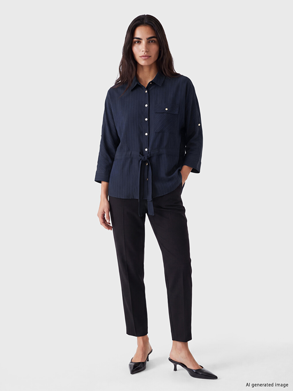 Striped Modal Blended Women's Shirt-1