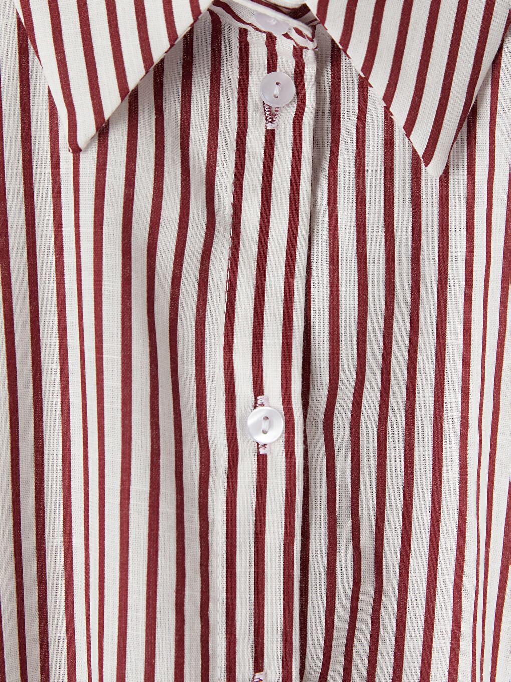 Bordo Çizgili Oversize Kadın Gömlek-5