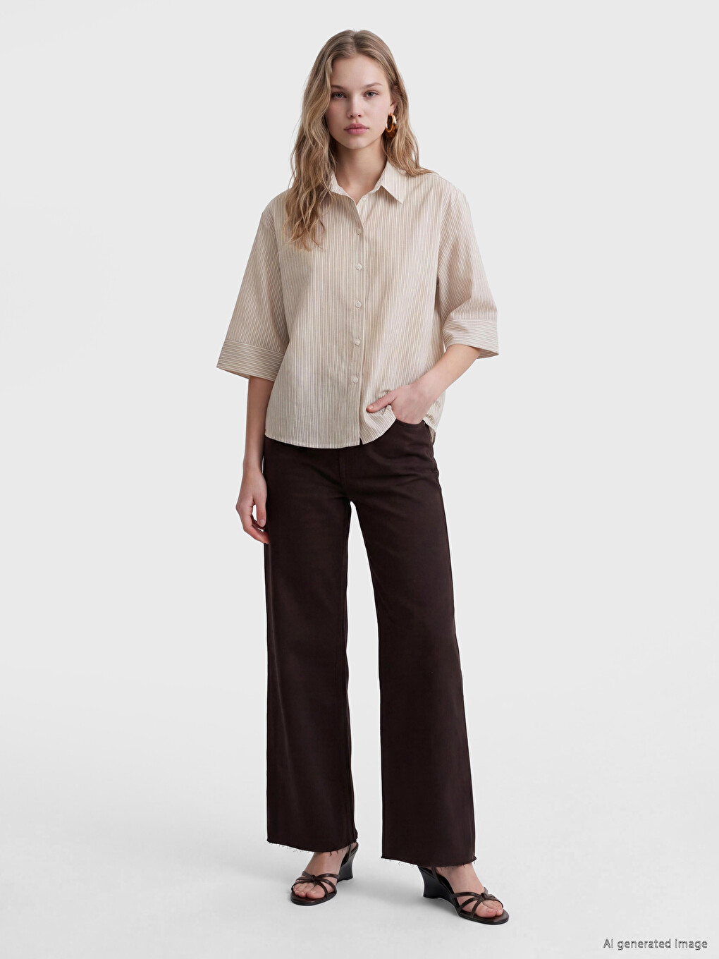 Striped Oversize Women's Shirt-1