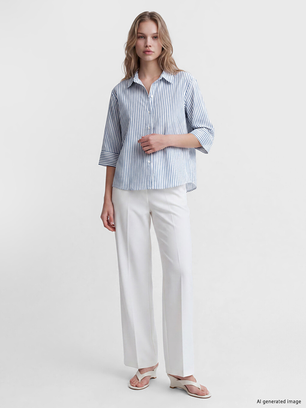 Striped Oversize Women's Shirt-1