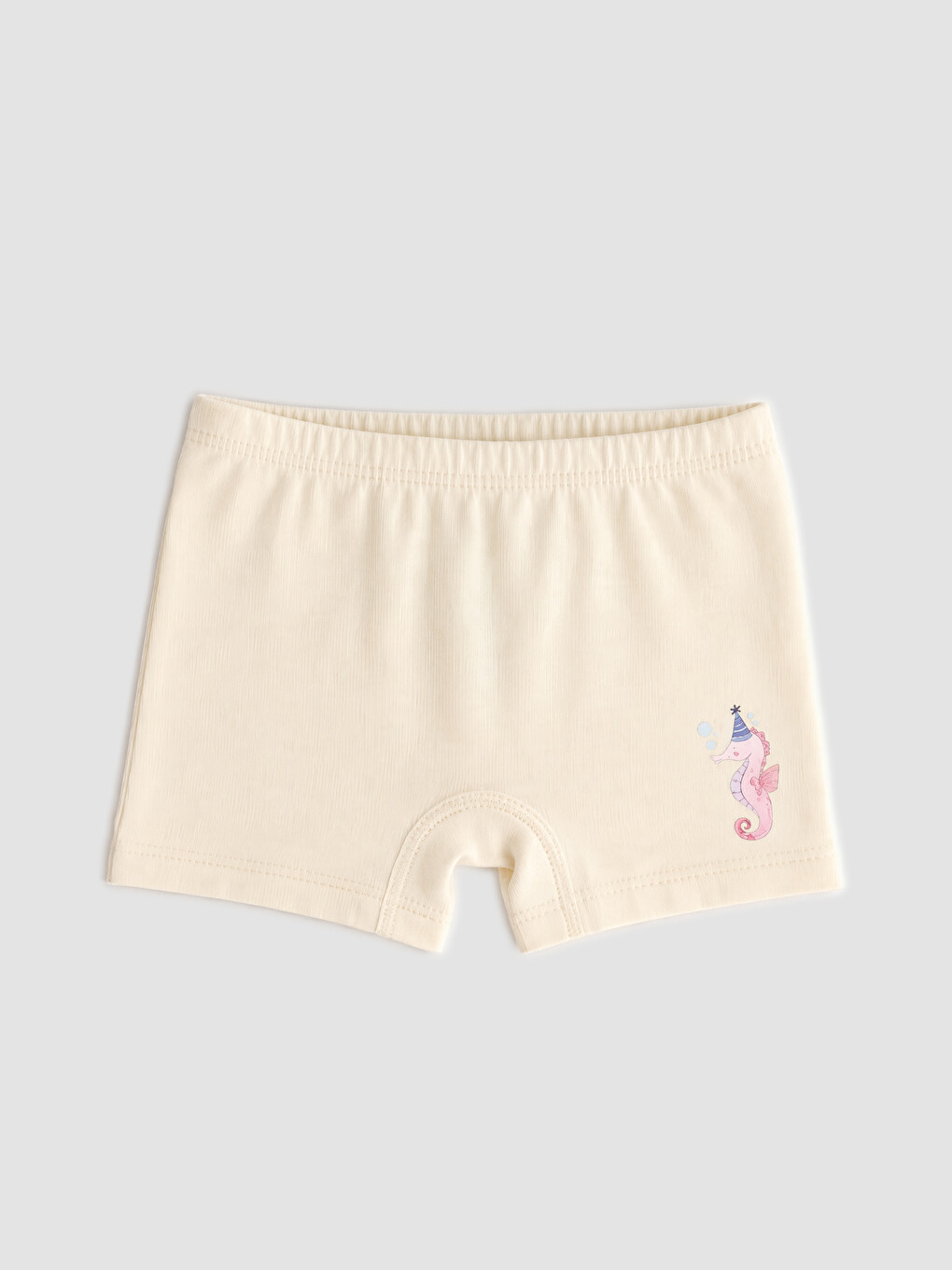 Ekru Baskılı Kız Çocuk Boxer