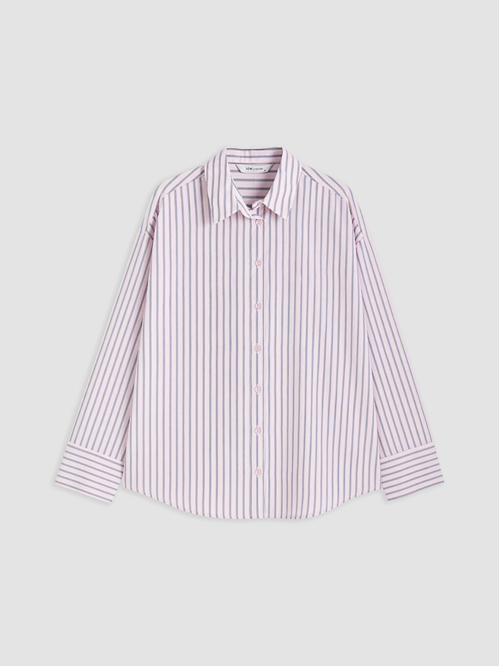 Pembe Çizgili Poplin Kadın Gömlek-4