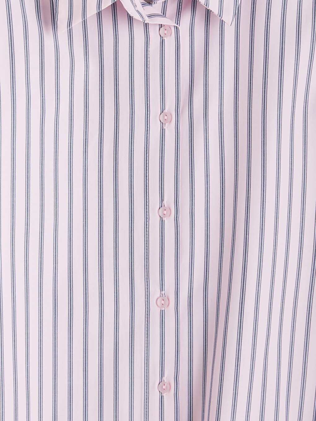 Pembe Çizgili Poplin Kadın Gömlek-6
