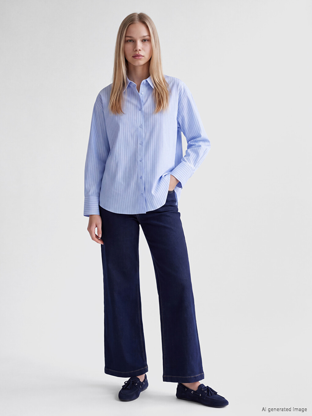 Striped Poplin Women's Shirt-1