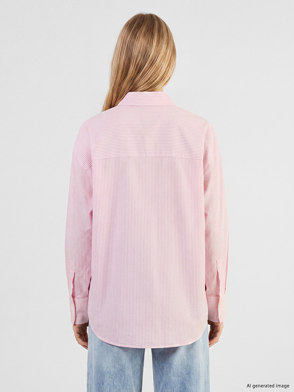 Prugasta Oversize Oxford Ženska Košulja-3