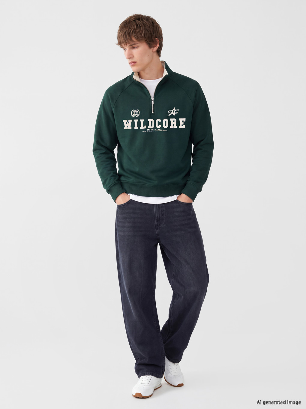 Mock Neck Nyc Printed Sweatshirt-1