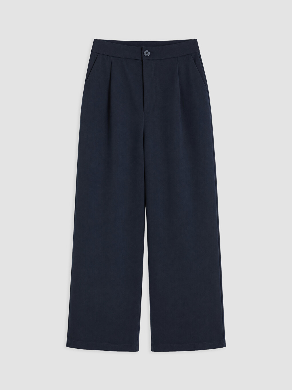 Lacivert Loose Fit Kadın Pileli Kumaş Pantolon-4