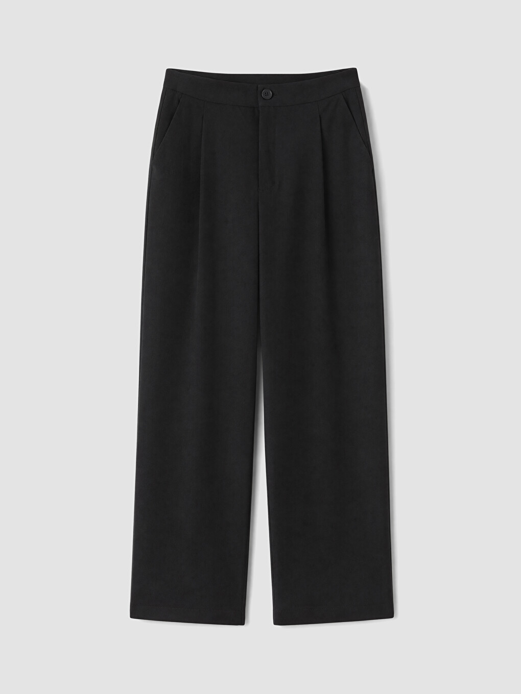Siyah Loose Fit Kadın Pileli Kumaş Pantolon