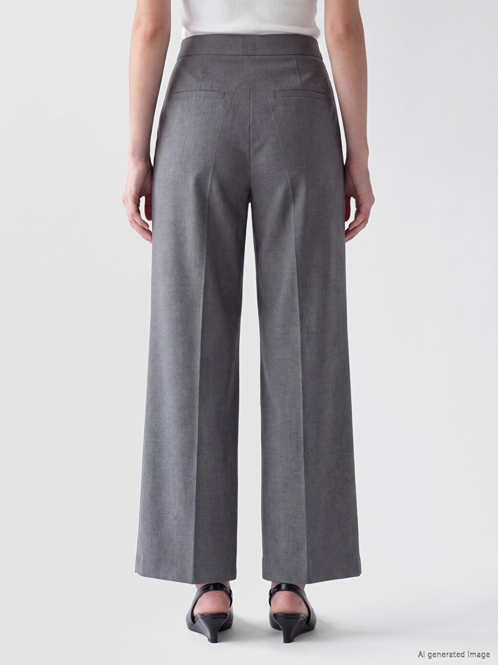 Loose Fit Women's Pleated Fabric Trousers-4