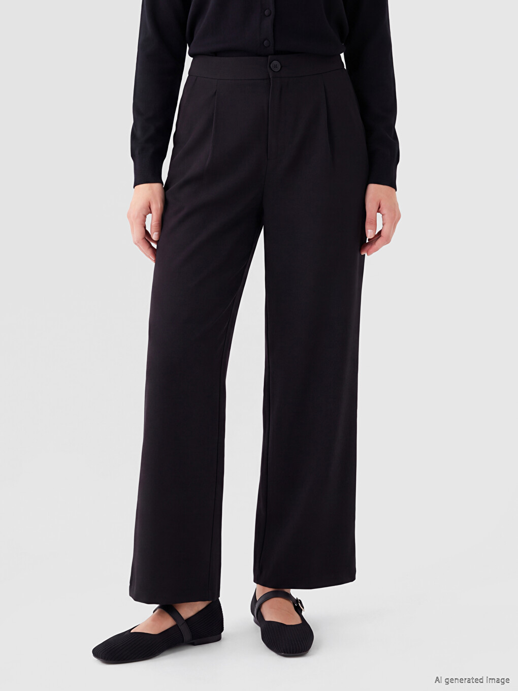Ženske Široke Plisirane Pantalone-1