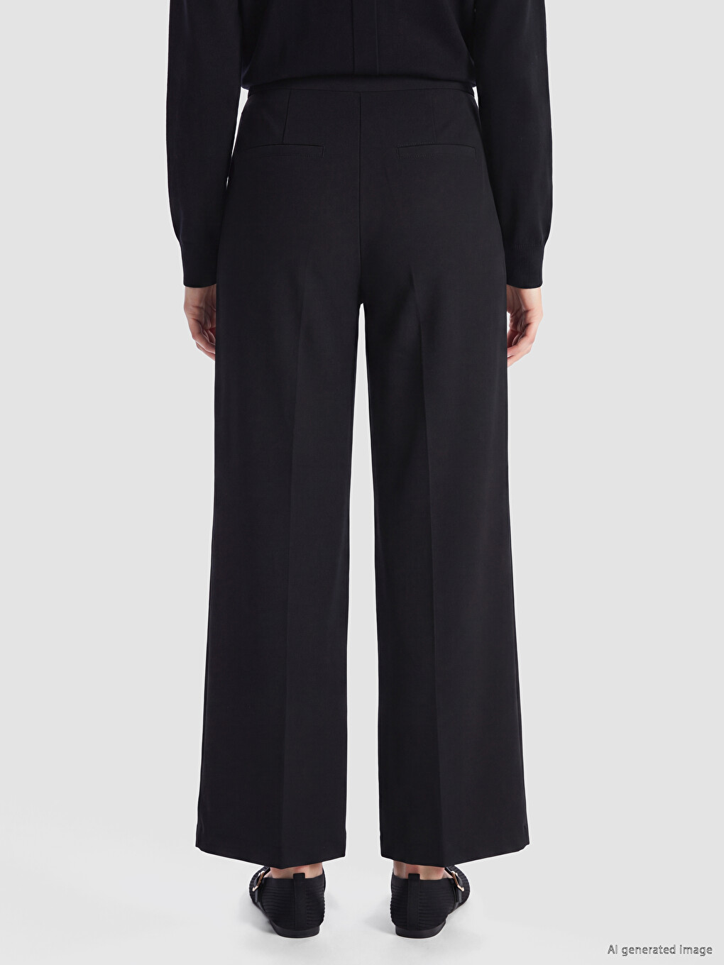 Ženske Široke Plisirane Pantalone-3