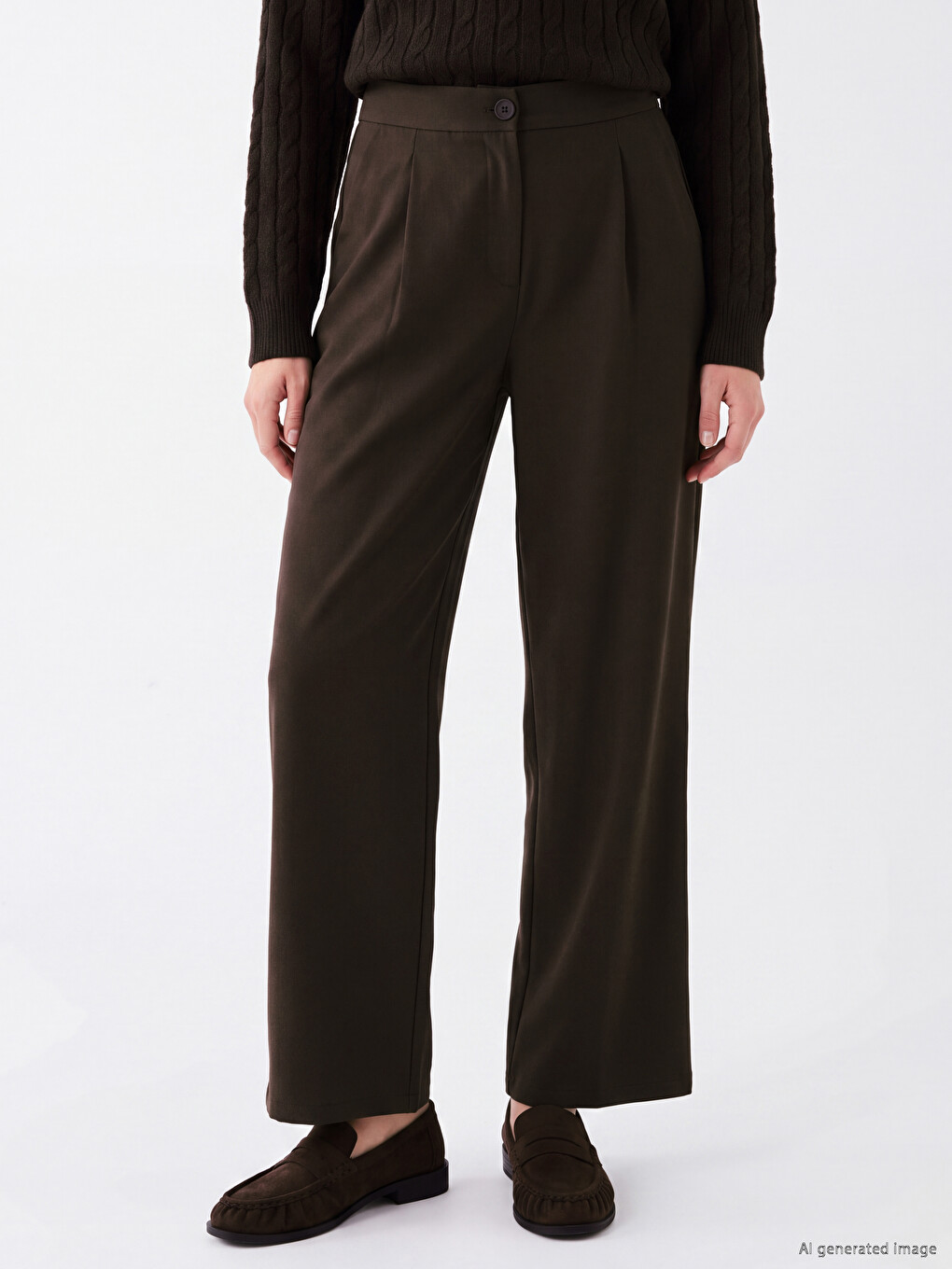 Ženske Široke Plisirane Pantalone-1