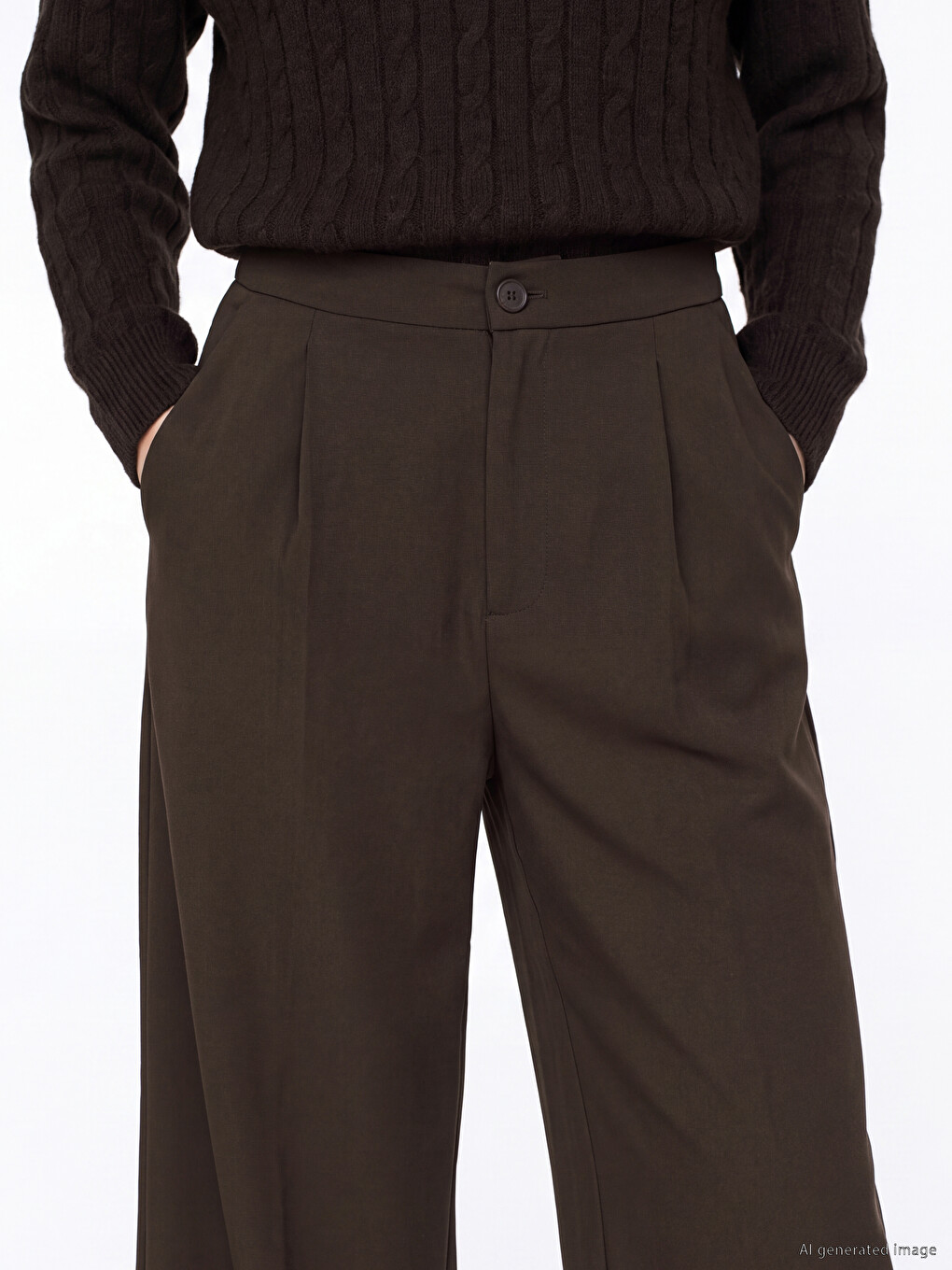 Ženske Široke Plisirane Pantalone-2
