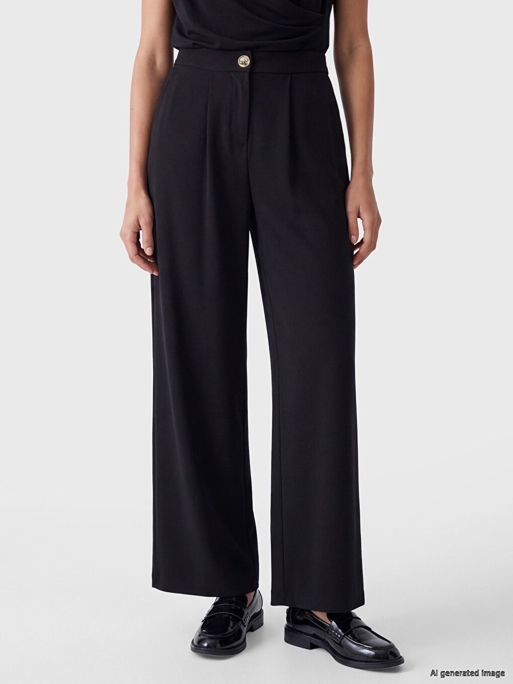 Loose Fit Women's Pleated Fabric Trousers-1
