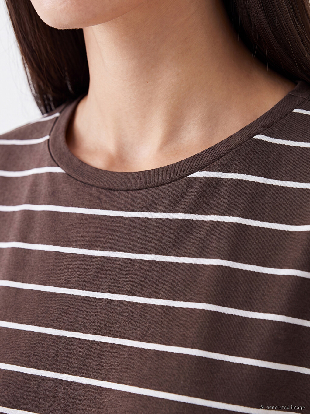Crew Neck Striped Women's T-shirt-2