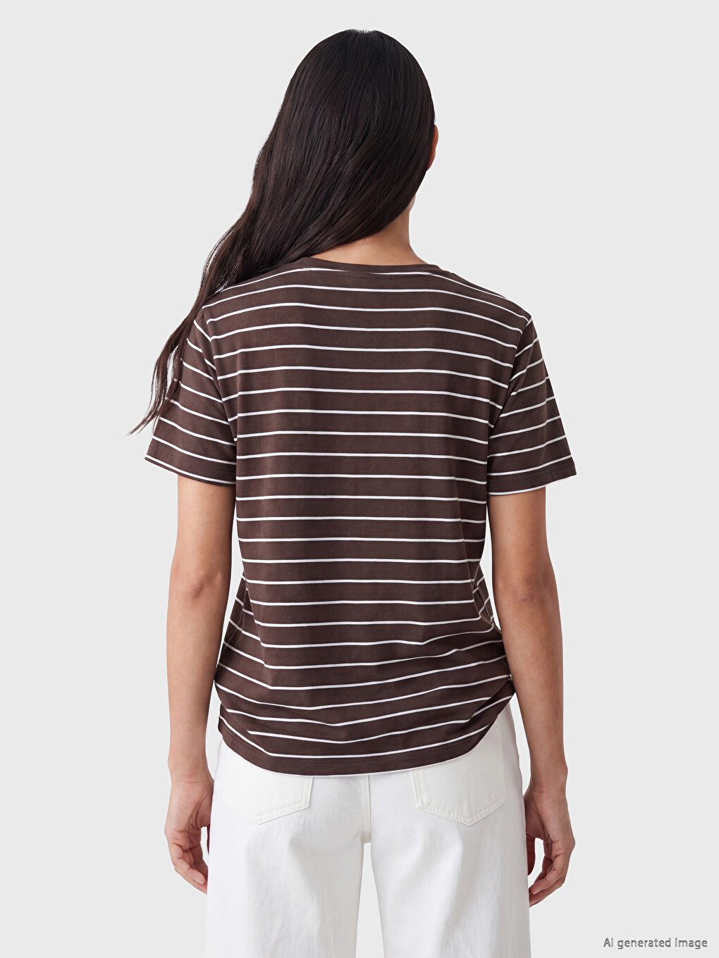 Crew Neck Striped Women's T-shirt-3