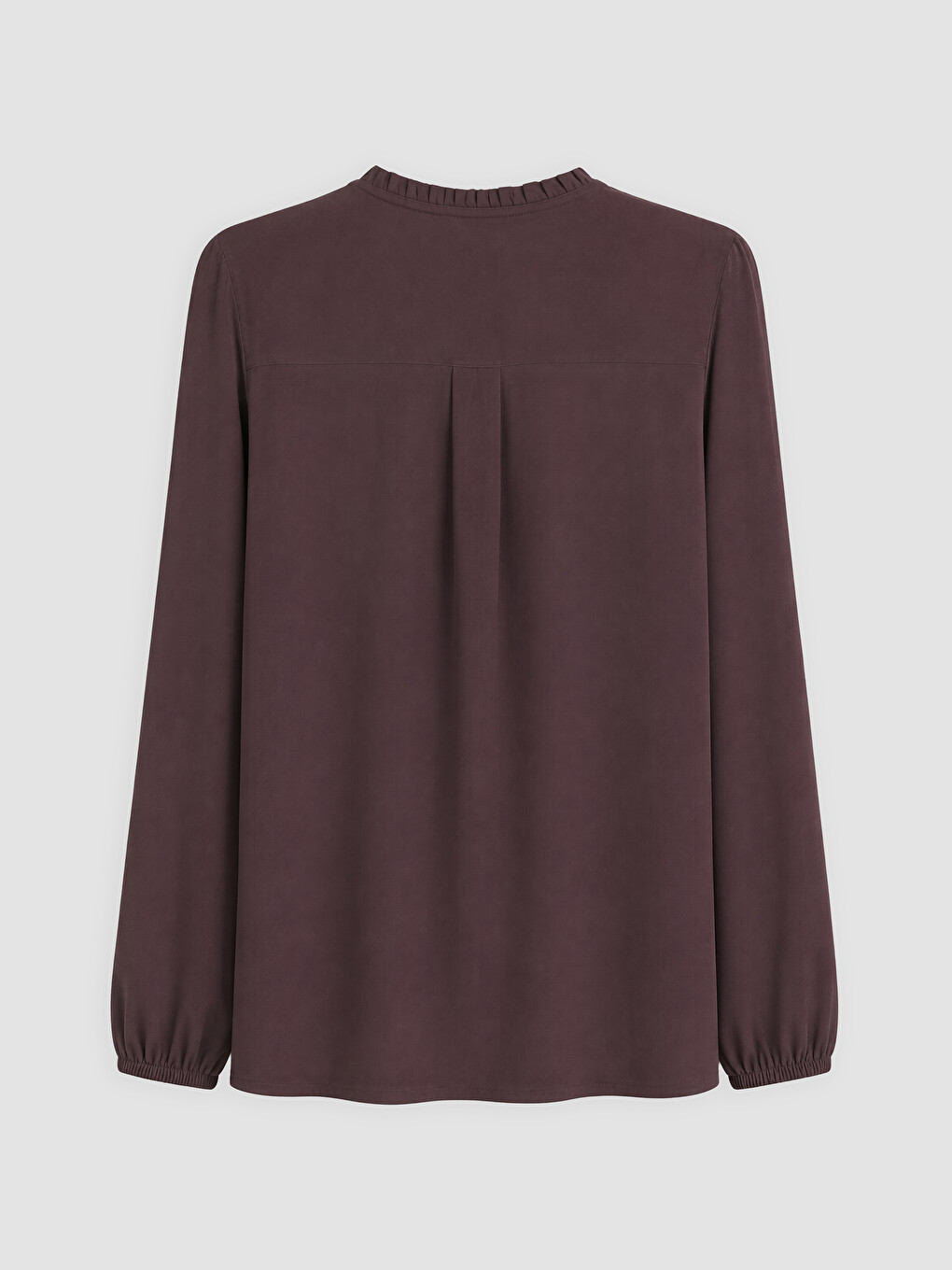 Bordo Kaçık Yaka Fırfırlı Bluz-1