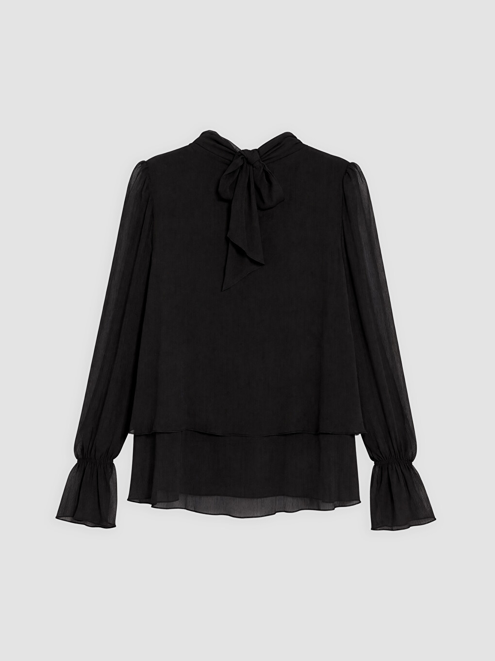 Mock Neck Frilled Chiffon Blouse-5