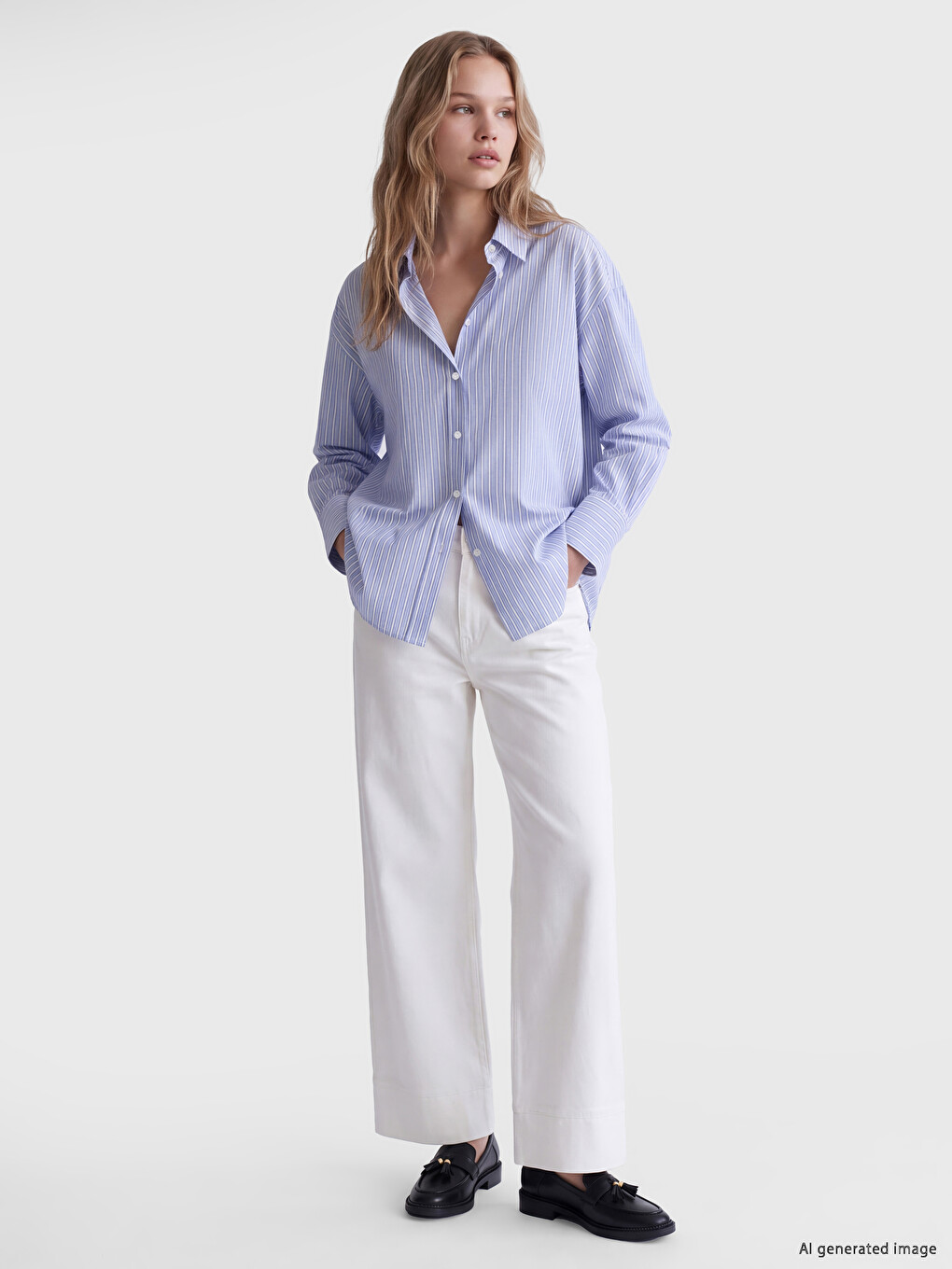 Striped Oversize Oxford Women's Shirt-1