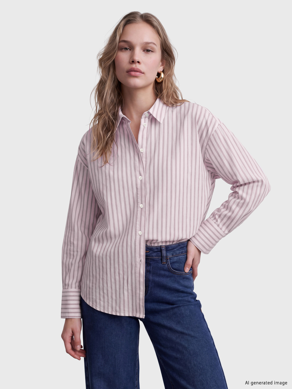 Striped Oversize Oxford Women's Shirt