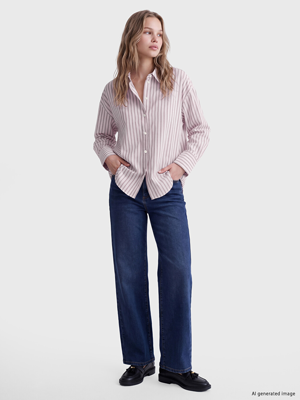 Striped Oversize Oxford Women's Shirt-1