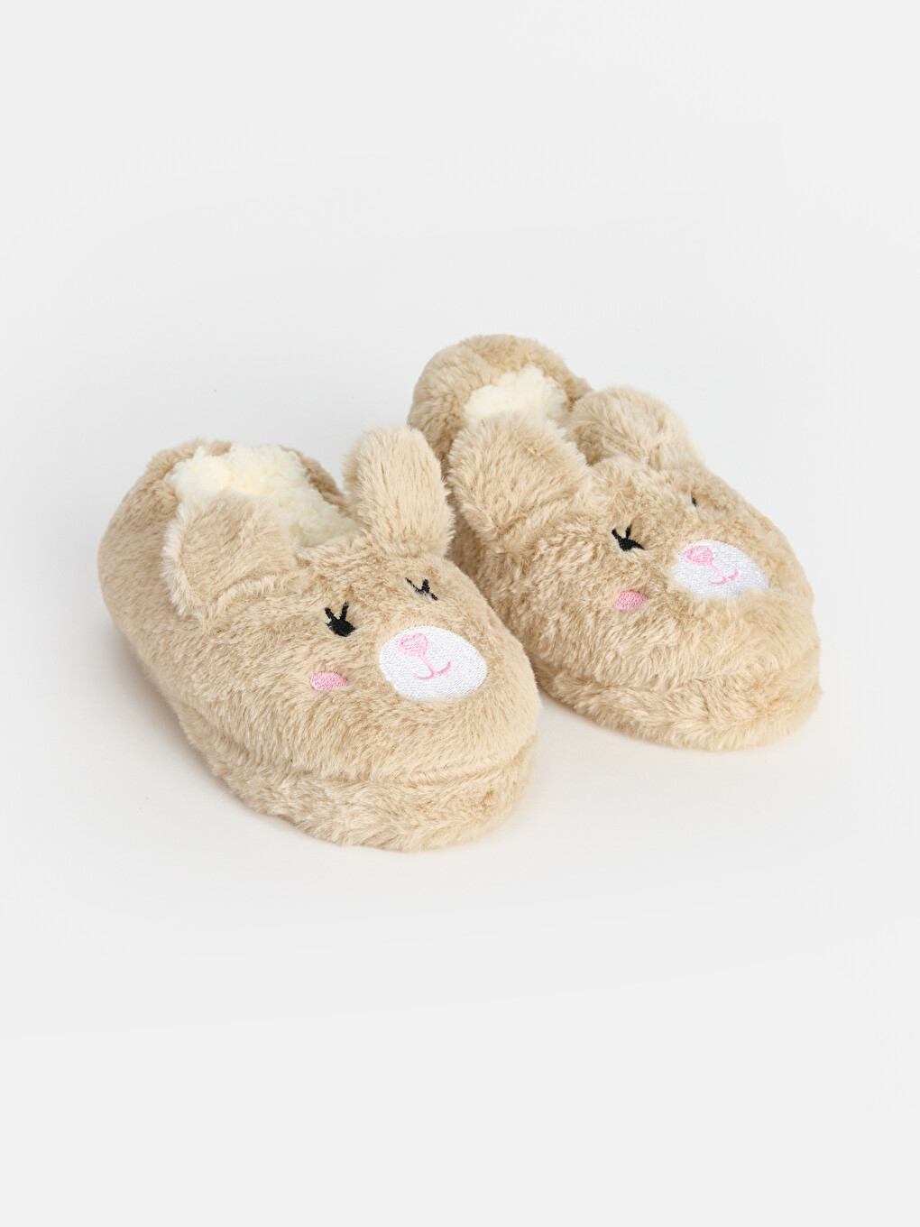 Rabbit Figured Girls' Plush Slipper