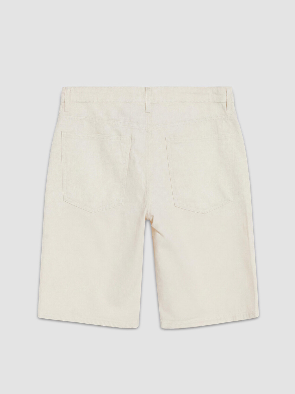 Beyaz Relax Fit Erkek Jean Şort-1