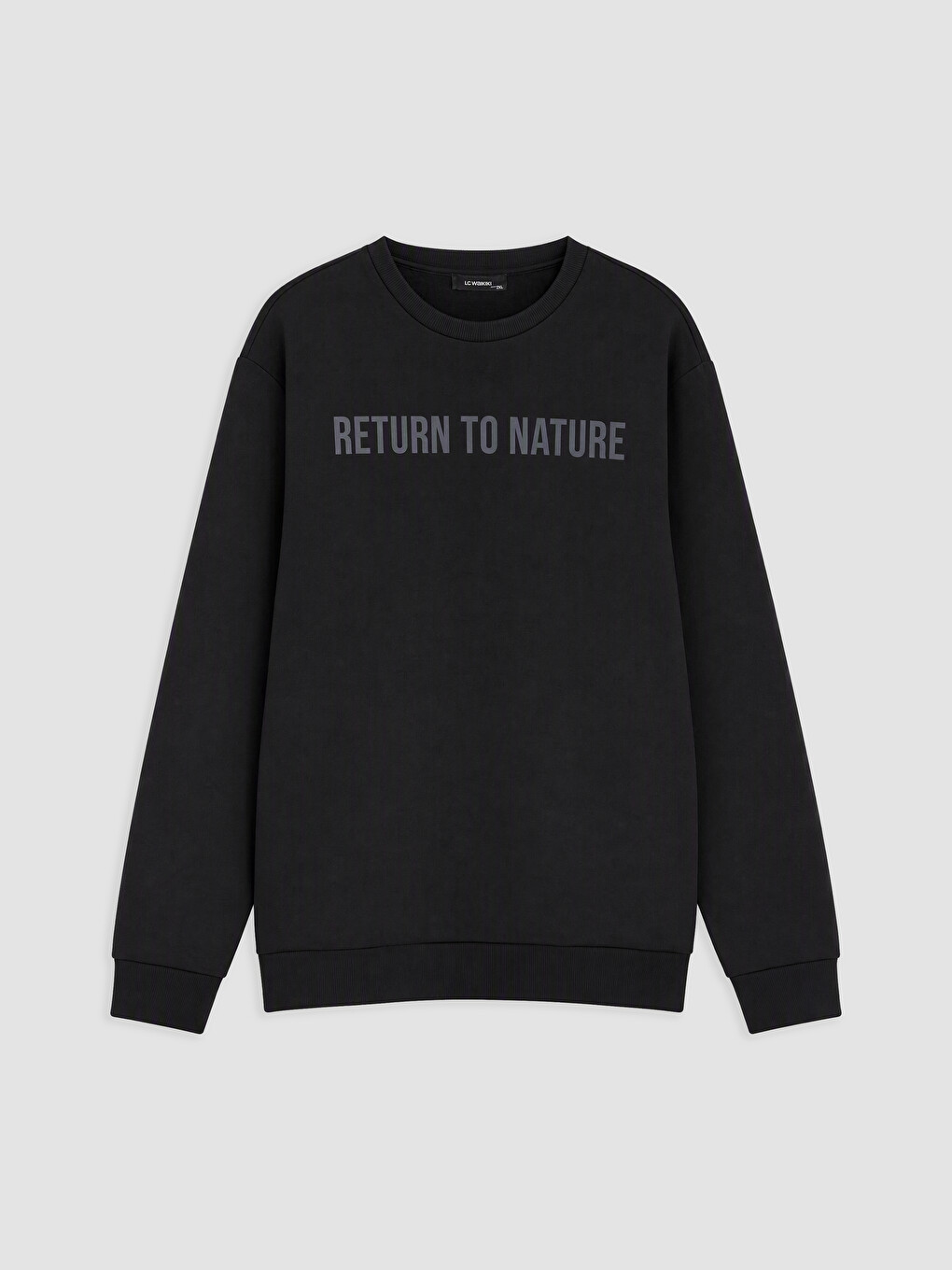 Siyah Bisiklet Yaka Baskılı Erkek Sweatshirt-3