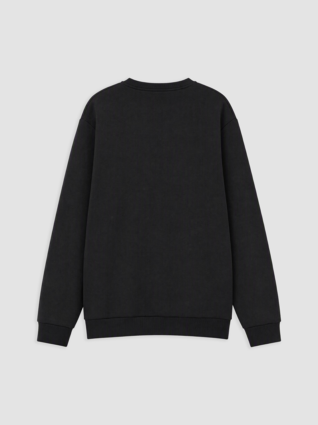 Siyah Bisiklet Yaka Baskılı Erkek Sweatshirt-4